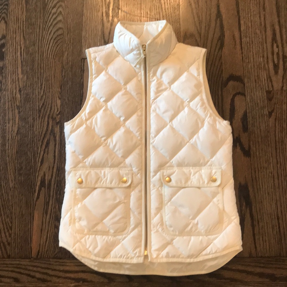 JCrew quilted excursion vest, cream, XS